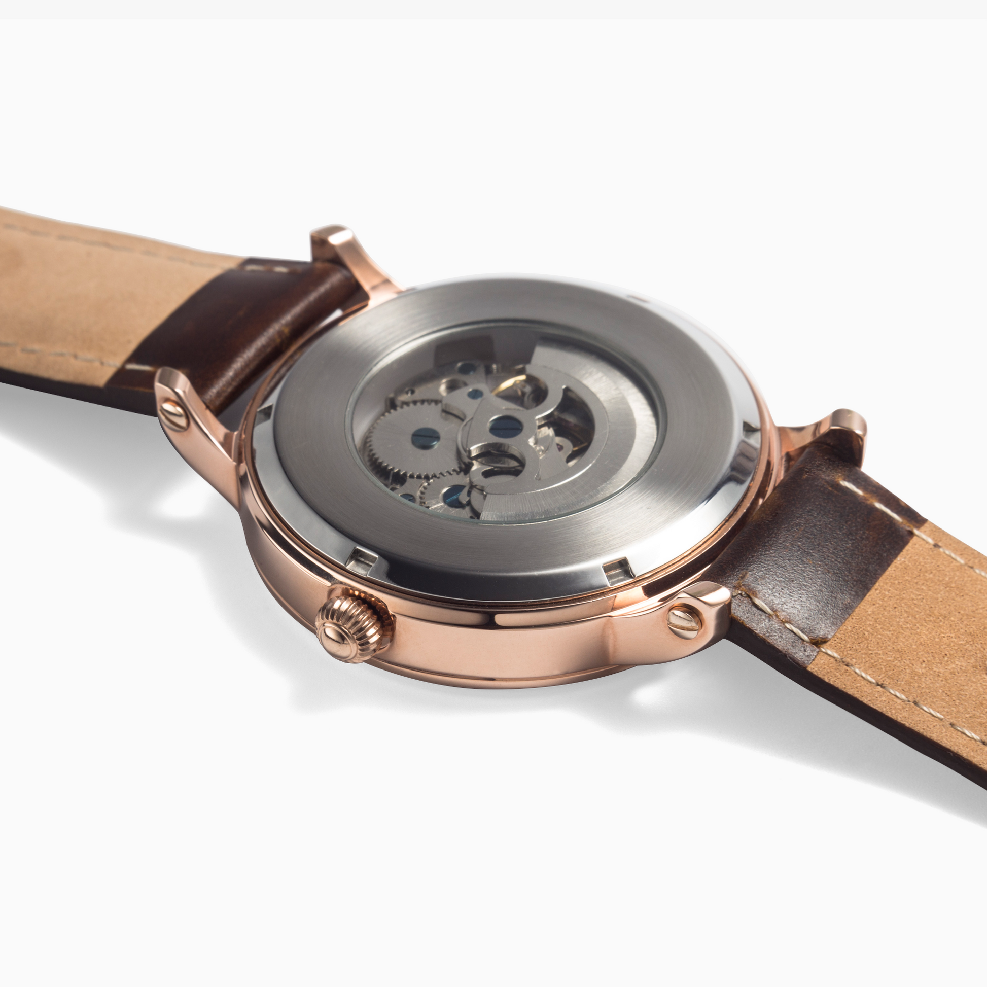 Rose Gold Stainless Steel Automatic Watch with Leather Strap
Unisex Mechanical Watch - No Battery, Sustainable Design